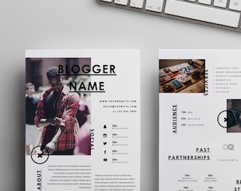 Influencer Media Kit Template | Press Kit Template | Rate Sheet | Blog Media Kit | (4-Pgs)
