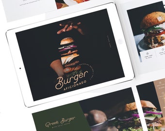 Ebook Template | ECookbook | PowerPoint | 16 Pages | Recipe Book | Lead Magnet | Fully Editable + Customizable | 'Burger Aficionado'
