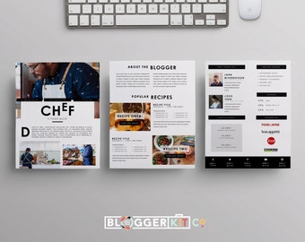 Three-Page Media Kit Template | Press Kit Template | Electronic Press Kit | Instant Digital Download (MS Word) | "Chef"