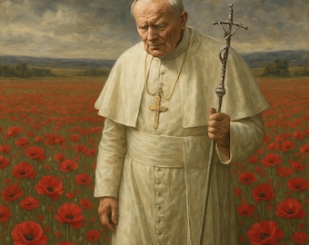 Digitale afdruk paus Johannes Paulus II | Katholieke heilige kunst | Religieus wanddecor direct downloaden