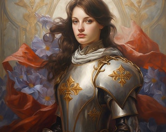 ジャンヌ・ダルクがフランスを救ったイラストアートポスターデジタル