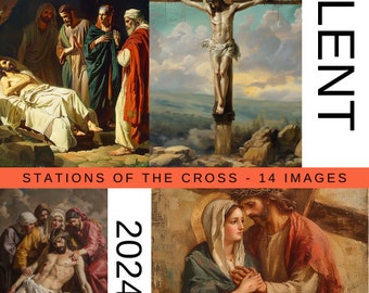 Estaciones de la Cruz / 14 descargas digitales para Cuaresma / Impresión religiosa instantánea