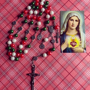 Small 6mm Christmas Rosary w/ Snowflake Centers
