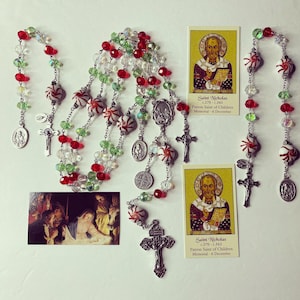 Holy Family Nativity Crystal 10mm Rosary Gift Set w/ Pardon Crucifix