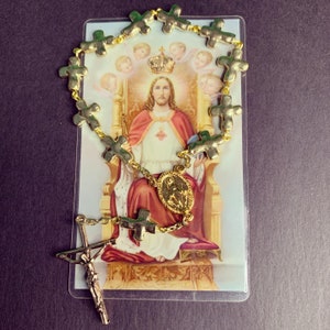 Handmade Gold Plated Cross One Decade Rosary w/ Miraculous Medal Center