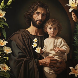 Saint Joseph and Child Jesus Digital Download Print