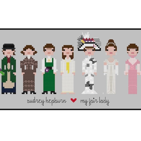 My Fair Lady Outfits Parody- Cross Stitch Pattern PDF Instant Download