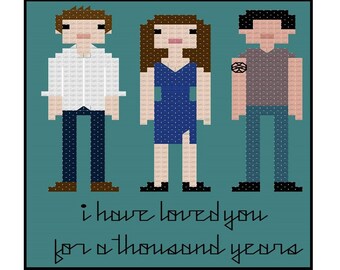 Twlight: Bella, Edward and Jacob Parody- Cross Stitch Pattern PDF Instant Download