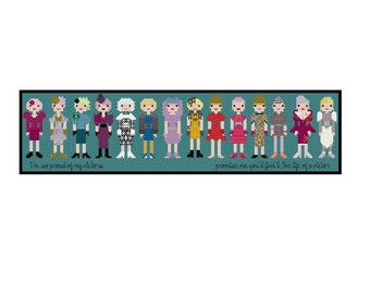 The Hunger Games- Effie Trinket's Outfits Parody- Cross Stitch Pattern Instant PDF Download