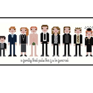 Death at a Funeral Parody- Cross Stitch Pattern PDF Instant Download