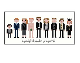 Death at a Funeral Parody- Cross Stitch Pattern PDF Instant Download