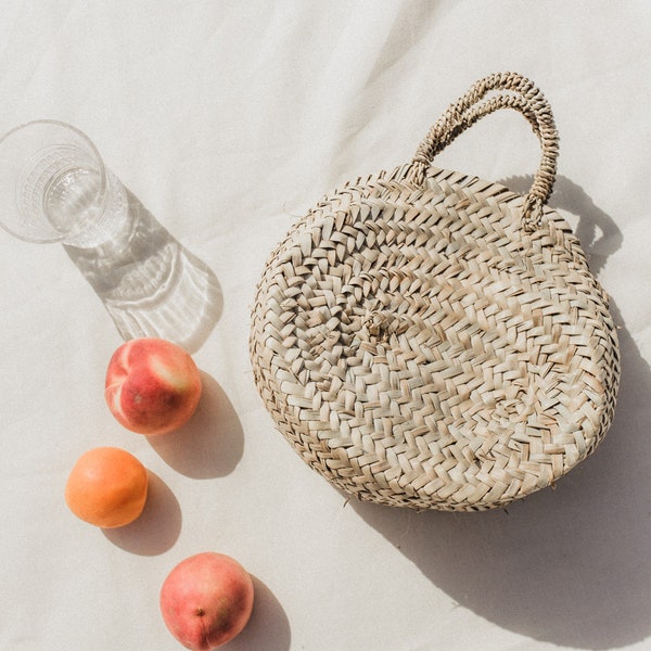 The Camille Straw Bag, Round Straw Bag, Straw Purse, Woven Purse, French Straw Bag, Woven Bag, Straw Basket, Rattan Purse, Small Straw Tote