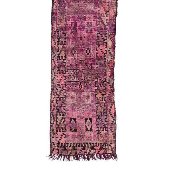 Vintage Moroccan Boucherouite Rug, "The Celeste," Hallway Rug, Runner, Purple Rug, Colorful Rug, Bohemian Decor, Boho Rug, Turkish Rug