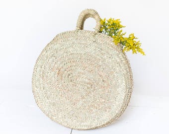 Straw Circle Bag, "The Naomi," Round Straw Bag, Woven Straw Basket, Market Tote, Boho Bag, Decorative Basket, Market Bag, Wicker, Beach Bag