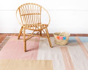 SHAPES Kilim Rug, Minimalist Rug, Scandinavian Rug, Pastel Rug, Nursery Rug, Geometric Rug,  Pink Rug, Modern Rug, Kids Rug, Soft Rug