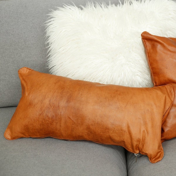 Leather Throw Pillow Etsy