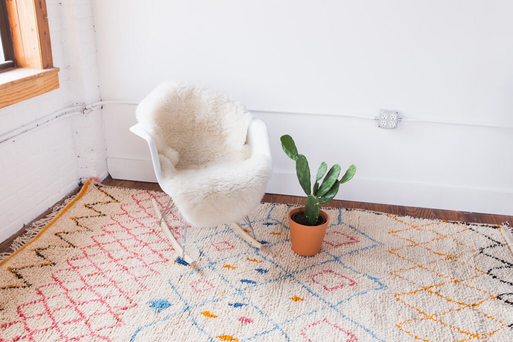 Le Tapis Luna Shag, Tapis Marocain, Berbère, de Chambre d'enfant, Beni Ourain, Pour Enfants, Rose, e