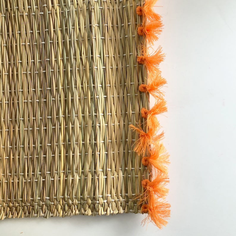 Tassel Placemat Set of 2 Handmade Rattan Placemat Natural Etsy