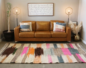Handwoven Moroccan Kilim Rug: Colorful Wool Flat Weave, 4.5x9 ft