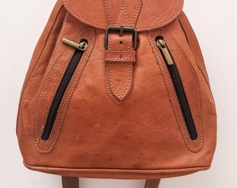 Small leather backpack purse, geniune leather purse, small woman's backpack, leather carryall