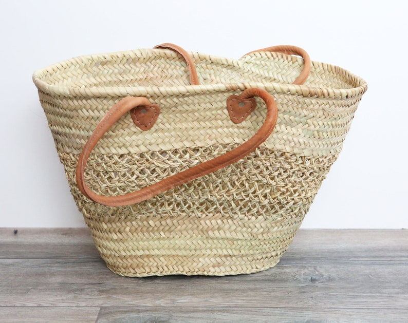 Wide Lace Straw Bag, Woven Straw Lace Basket, Market Tote, Boho Bag, Boho Purse, Beach Purse, Beach Bag, Handmade Bag, Farmer's Basket image 1