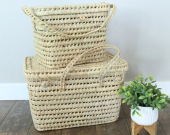 Straw Picnic Basket, Outside Storage, Kids Playroom Toy Box, Kids Storage, Put-away, Kids Room Decor