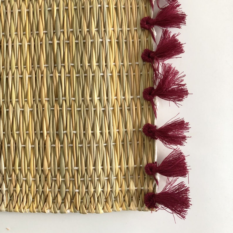 Tassel Placemat Set of 2 Handmade Rattan Placemat Natural Etsy