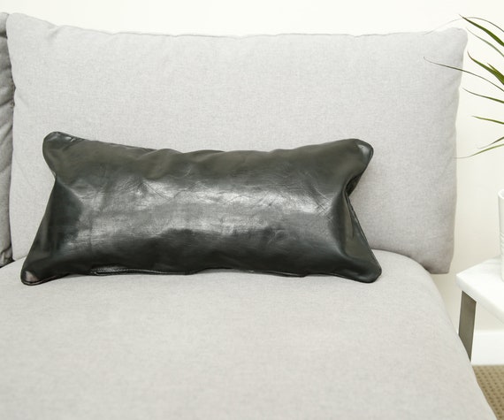 Black Leather Lumbar Pillow Bohemian Decorative Pillow Boho Pillow Leather Throw Pillow Minimalist Pillow Cushion Modern Pillow Etsy UK