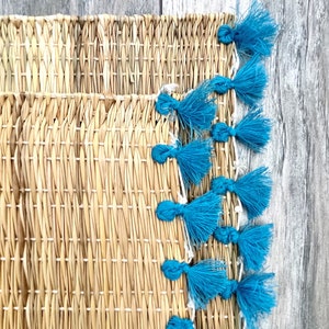 Second Sale Tassel Placemat Set of 2, Handmade Rattan Placemat, Natural Placemats, Boho Decor, Moroccan Decor, Rustic Placemats