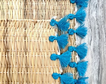 Second Sale: Handmade Rattan Tassel Placemat Set, Moroccan Boho Decor