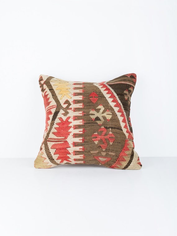 Vintage Turkish Kilim Pillow Cover Antique Small Kilim Pillow Cover