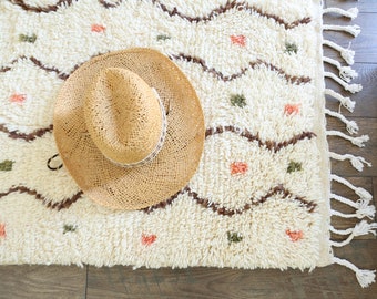 Sage Green Moroccan Shag Rug: Handwoven Wool Berber Rug (5.2' x 8.9')