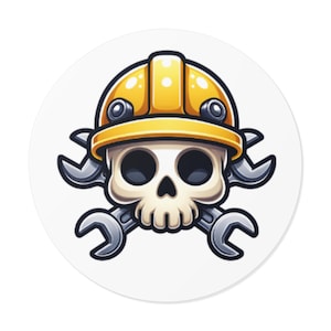 Skull Mechanic Vinyl Stickers | Fun Car Decals, Tool Stickers, DIY Craft Supplies, Gift for Mechanics