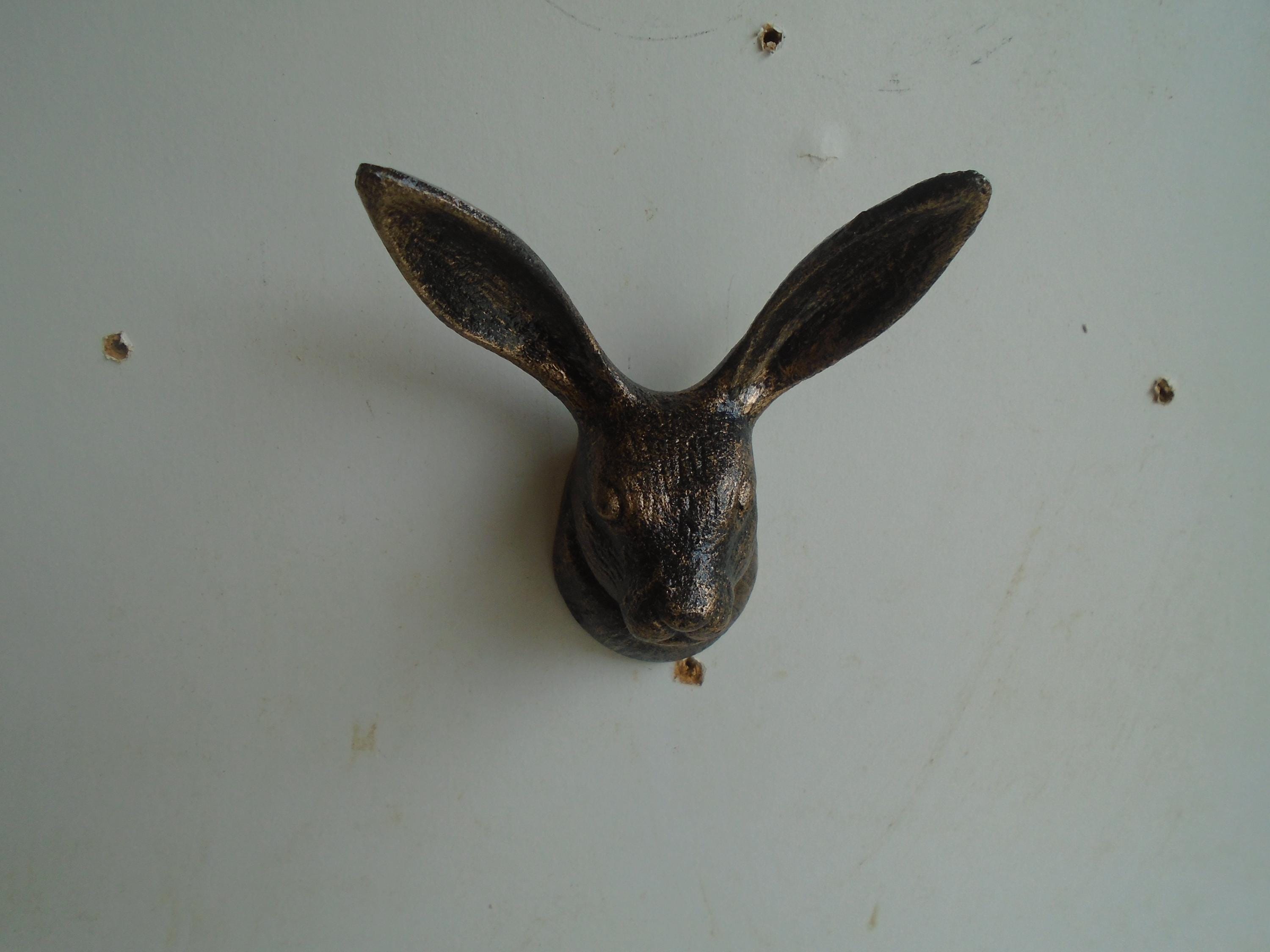 Wall Mount Rabbit, Bronze Color Rabbit, Rabbit Head, Wall Mounted, Gift ...