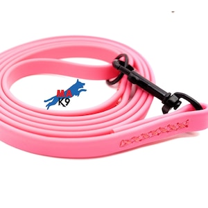 Neon Pink 6Foot HANDSTITCHED 1/2" Biothane Dog Leash | Hot Pink Leash