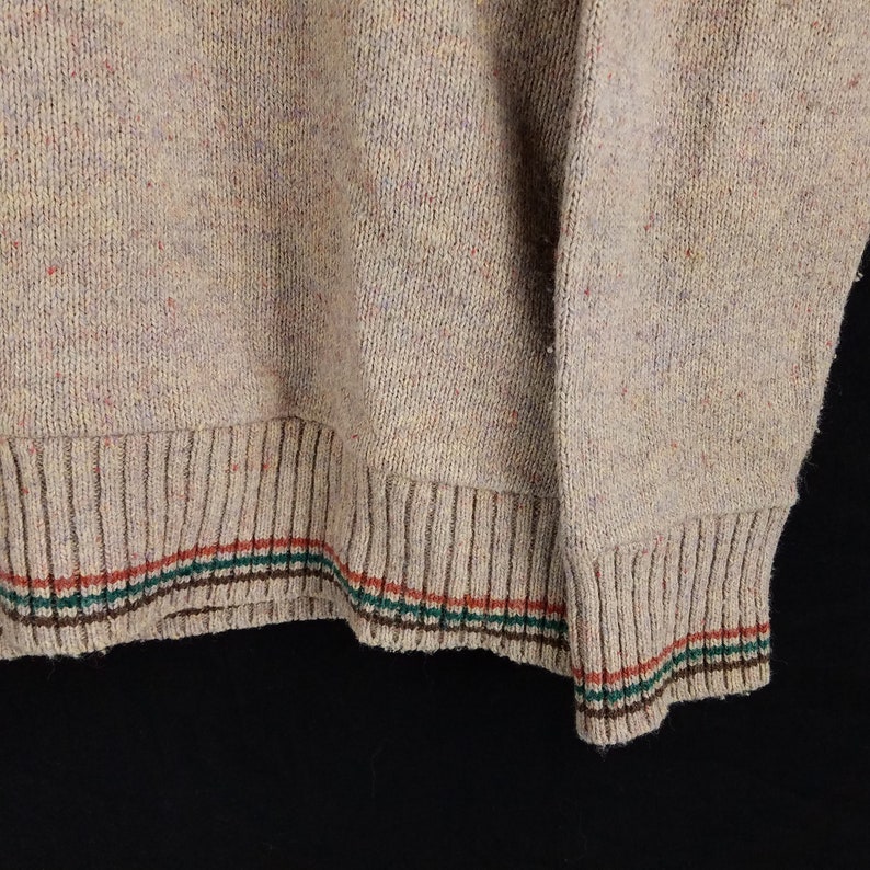 Vintage USA Made 80s Tan Striped Crewneck Sweater Mens Large