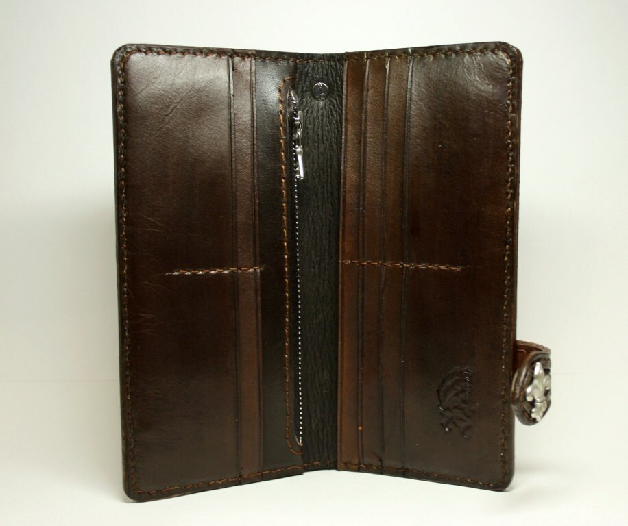 Handtooled leather ship wallet leather wallet ship wallet Etsy