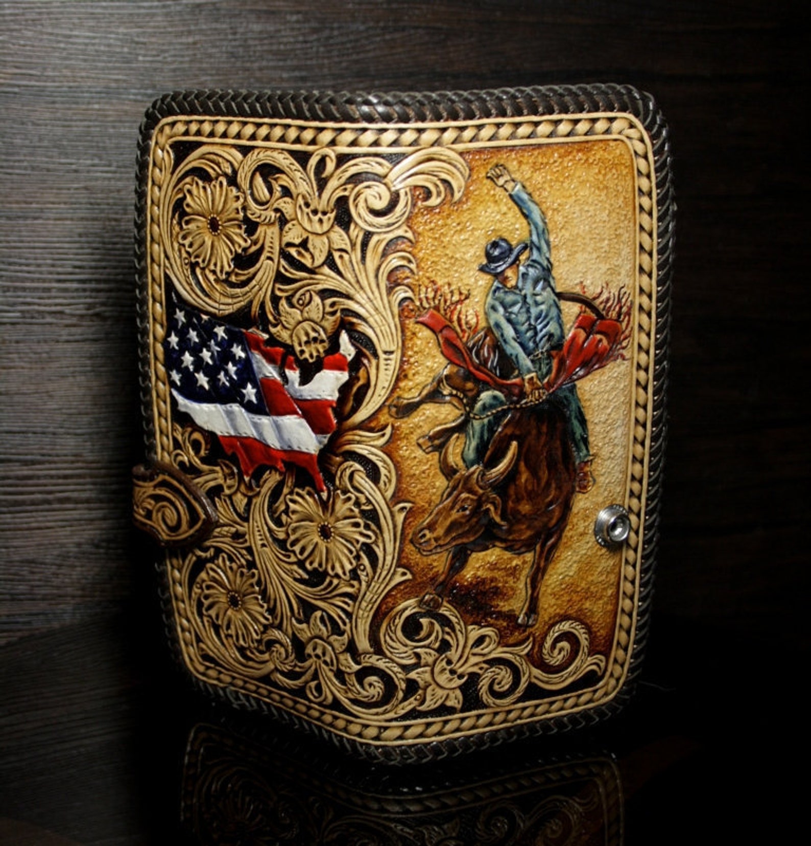 Handtooled Cowboy Wallet Rodeo Wallet Leather Wallet Etsy