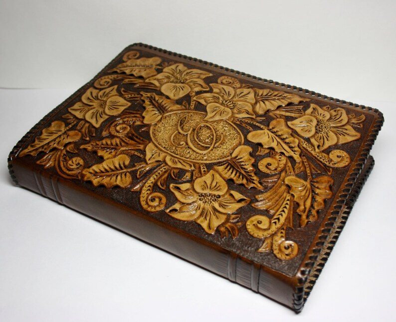 Couvre livre en cuir repoussé à la main couverture de livre Etsy