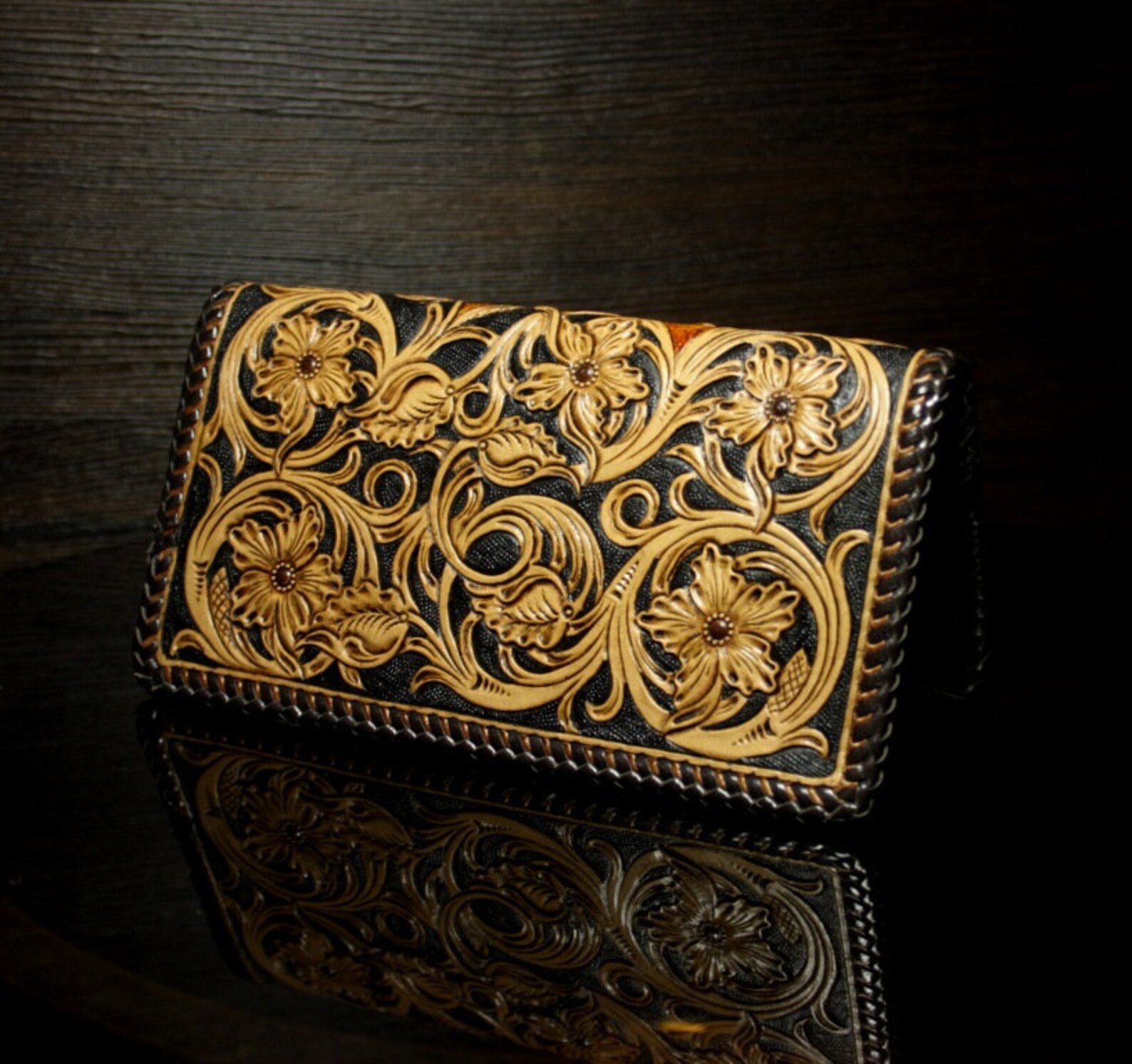 Handtooled Leather Checkbook Cover With Bull Rider and Etsy