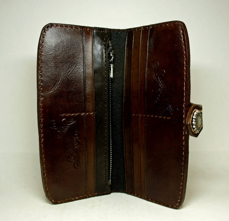 Handtooled leather cowboy wallet carved wallet long wallet Etsy