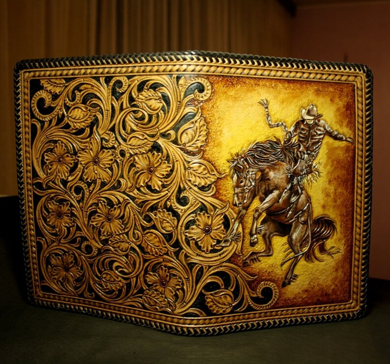 Handtooled leather cover tooled book cover sheridan book Etsy