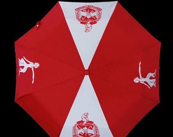 Delta Sigma Theta Sorority Large Hurricane Umbrella Red//Black Black//Brown Handle