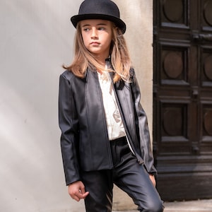 Black Leather Jacket/faux Leather Girls Outfit/toddler Leather Jacket ...