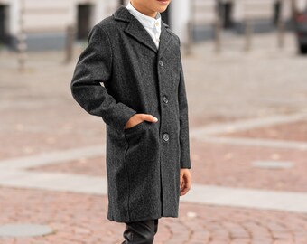 Boys Wool Blend Winter Coat: Vintage Style Long Coat - Etsy Boys Wool Blend Winter Coat: Vintage Style Long Coat - Etsy