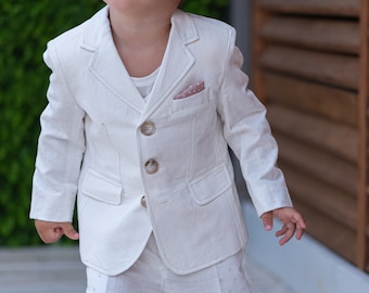 Baby boy white linen jacket/ Baby Christening blazer/ Formal jacket for babies/Linen baby wear/ Baby boy gift/ Baby luxury wear