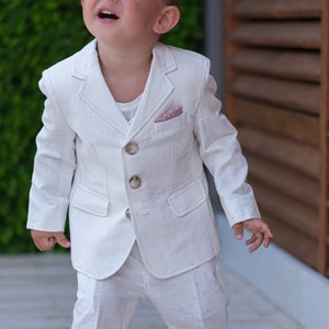 Baby boy white linen jacket/ Baby Christening blazer/ Formal jacket for babies/Linen baby wear/ Baby boy gift/ Baby luxury wear