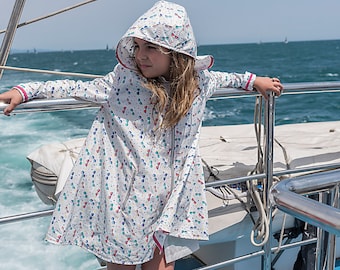 Chaqueta cortavientos ligera con capucha para niña: chaqueta impermeable colorida para niños pequeños