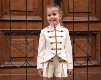 Ivory wool 2 piece girls set/ Tailored toddler suit formal dress wear for girls/ Nutcracker suit/ Explicit clothing/ Winter outfit girls