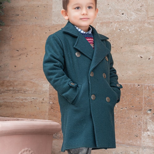 Long Wool Peacoat For Boys Kids Warm Winter Vintage Coat Australia Long Wool Peacoat For Boys Kids Warm, Newborn Baby Boy Pea Coat Uk